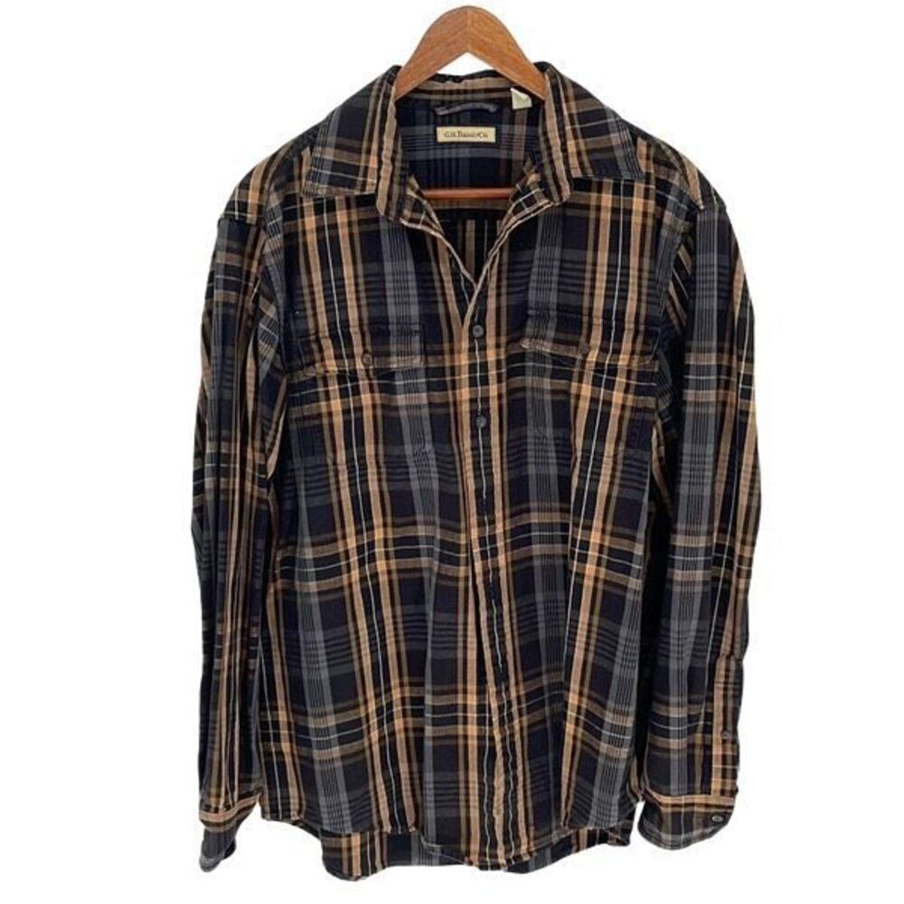 G.H Bass & Co. Mens Plaid Cotton Long Sleeve Button Up Shirt Multicolor Medium